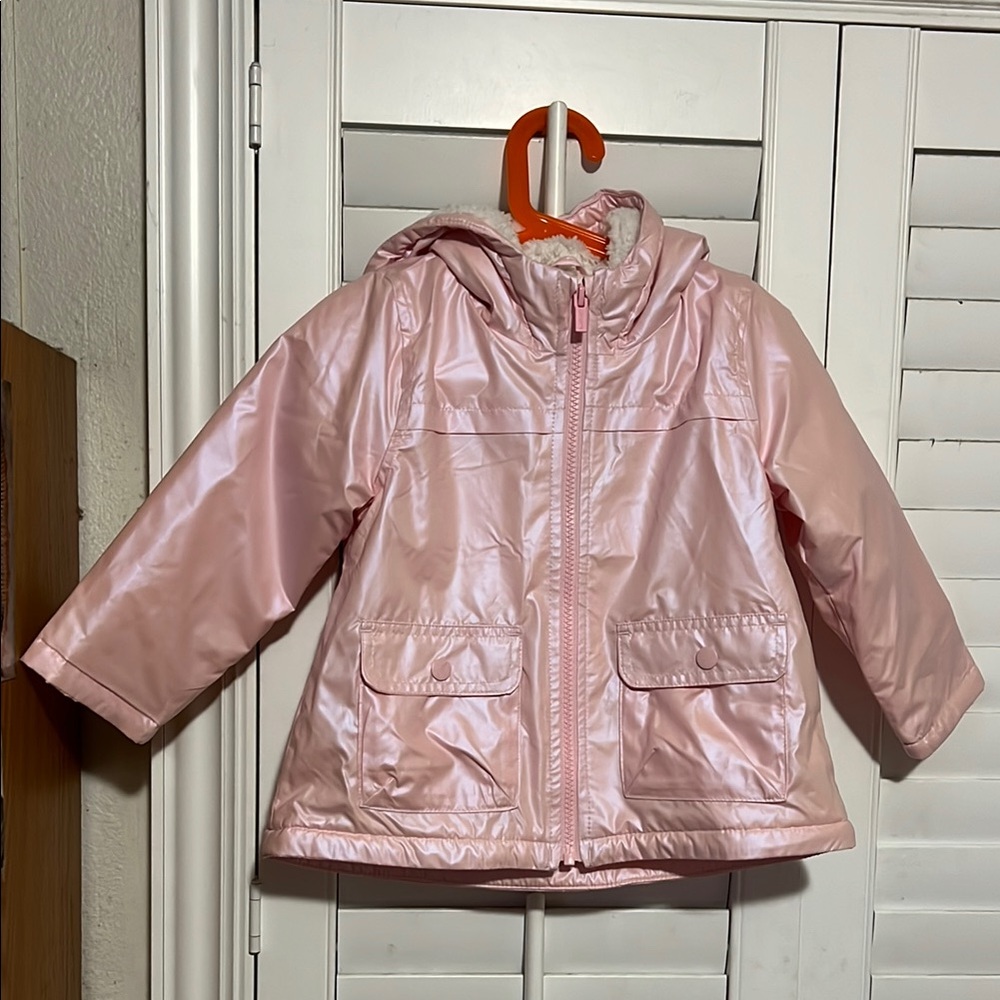 NWT Toddler Girls Pink Shine Fleece Lined Hooded Jacket size 3T